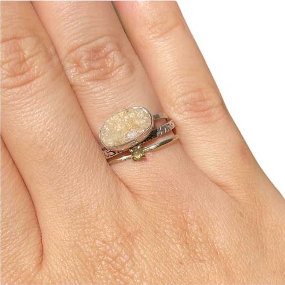 Melissa Joy Manning .925 Sterling Silver Beautiful White Druzy Ring - Picture 6 of 8